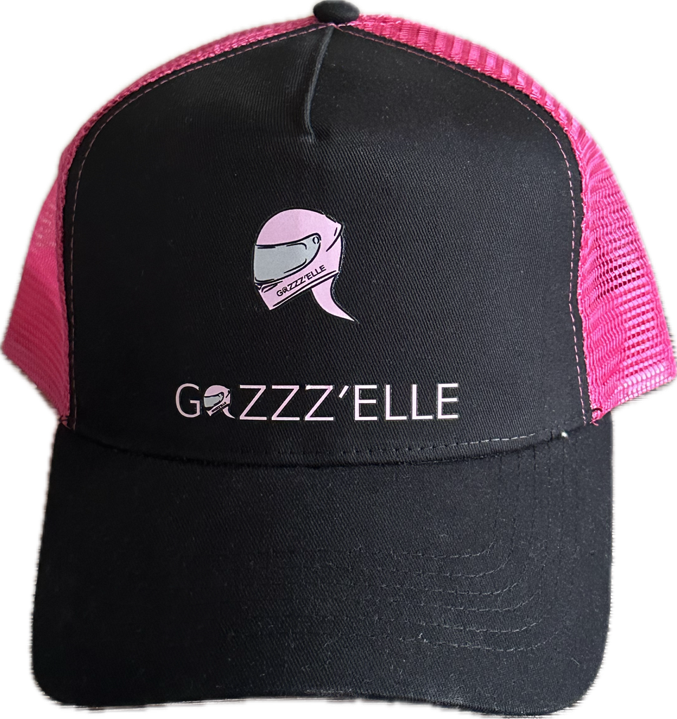 Casquette rose et noir logo rose clair