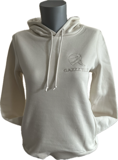 Sweat à capuche beige clair brodé